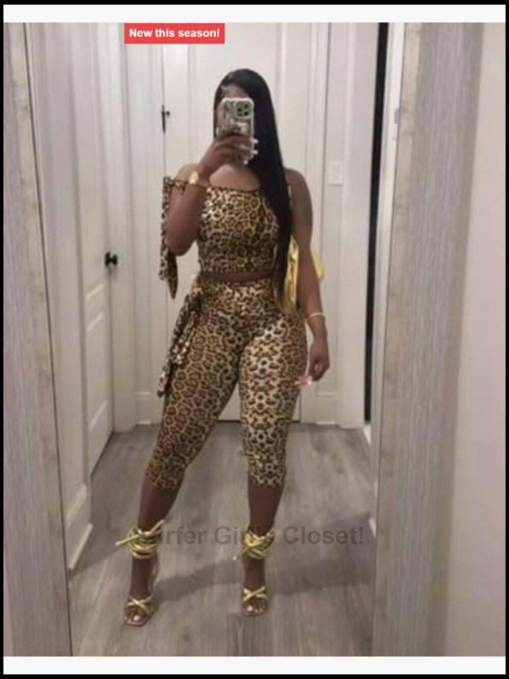 Sleeveless Leopard Print Crop Top Bodycon Pant Set with Lace Y2K Club Tracksuit - Picture 6 of 6